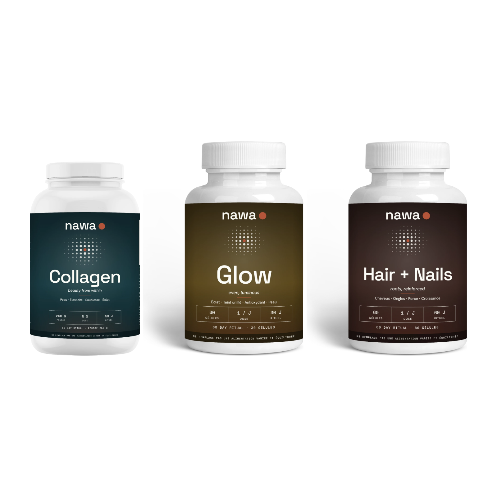 Trio Éclat NAWA : Collagen, Glow et Hair + Nails